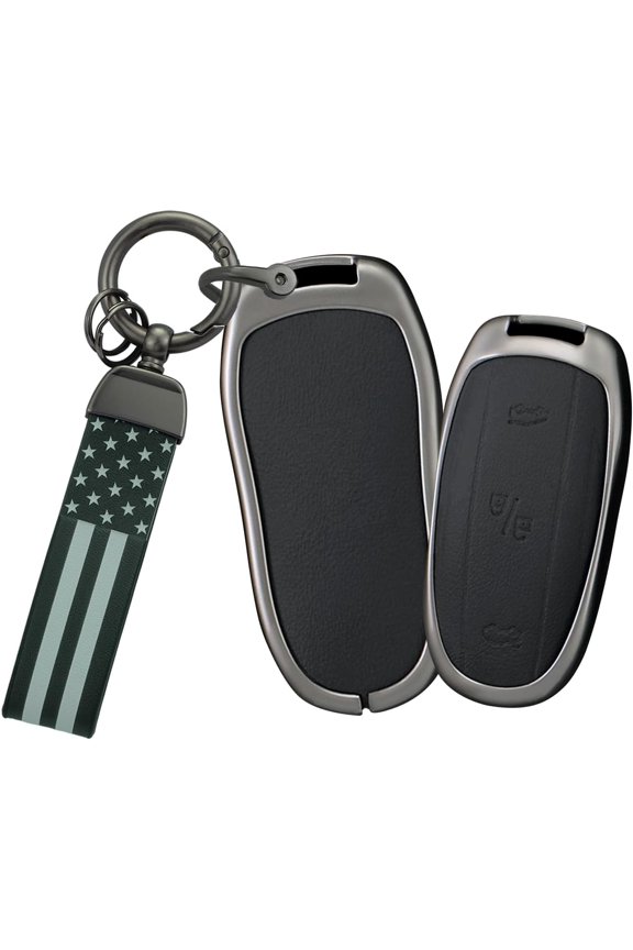 Key Fob Cover Compatible with Tesla Model X 3 Button Keychain Case Holder Protector,Usa Flag Keychain-black