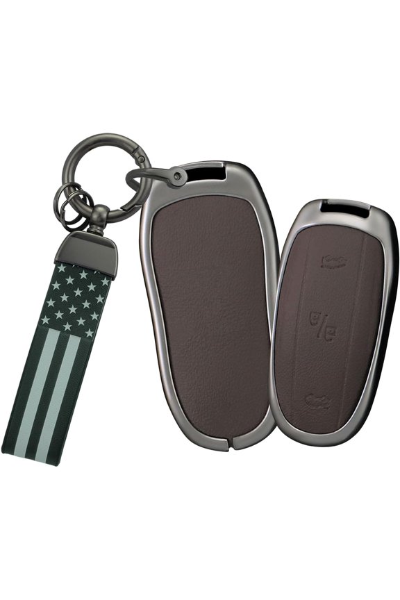 Key Fob Cover Compatible with Tesla Model X 3 Button Keychain Case Holder Protector,Usa Flag Keychain-brown