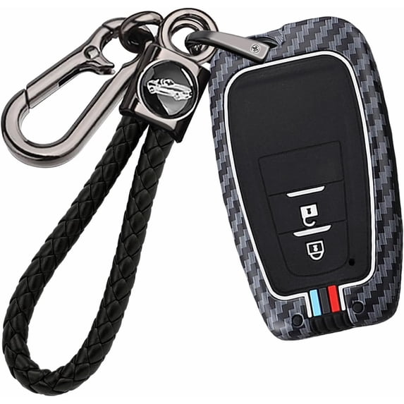 Key Fob Cover Compatible with Toyota 2017-2025 Keychain Case Holder Protector,2-btn-blue-red-strips