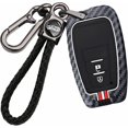 thumbnail image 1 of Key Fob Cover Compatible with Toyota 2017-2025 Keychain Case Holder Protector,2-btn-white-red-strips, 1 of 9