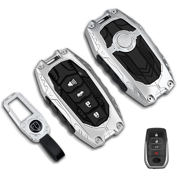 Key Fob Cover Compatible with Toyota 2025-2026 Keychain Case Holder Protector,Silver