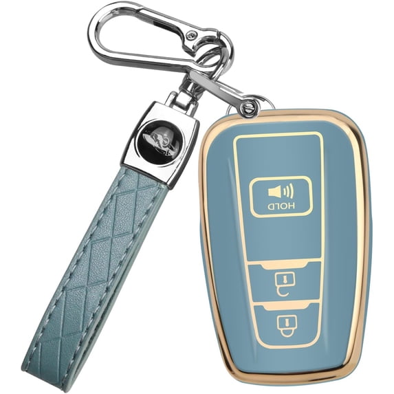Key Fob Cover Compatible with Toyota 4Runner RAV4 Camry Prius Prado Highlander Avalon 2016-2024 4 Button Keychain Case Holder Protector,Blue