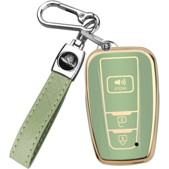 Key Fob Cover Compatible with Toyota 4Runner RAV4 Camry Prius Prado Highlander Avalon 2016-2024 4 Button Keychain Case Holder Protector,Green