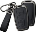 thumbnail image 1 of Key Fob Cover Compatible with Toyota 4Runner RAV4 Camry Prius Prado Keychain Case Holder Protector,A Keychain Black, 1 of 6