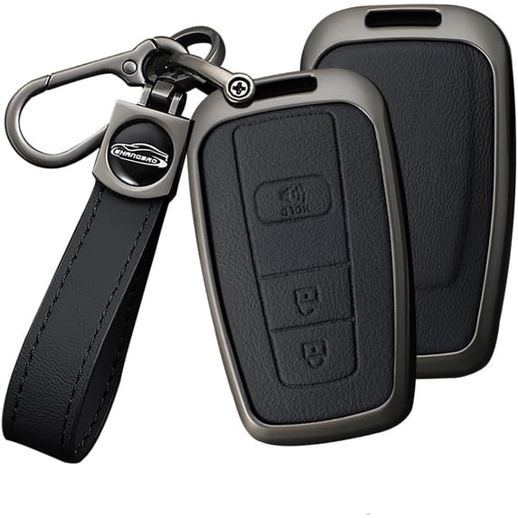 Key Fob Cover Compatible with Toyota 4Runner RAV4 Camry Prius Prado Keychain Case Holder Protector,A Keychain Black