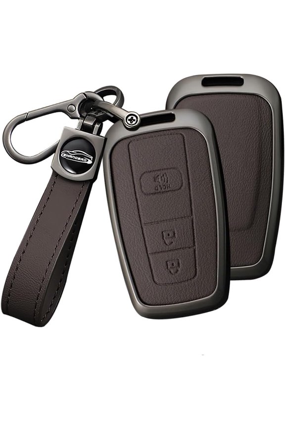 Key Fob Cover Compatible with Toyota 4Runner RAV4 Camry Prius Prado Keychain Case Holder Protector,A Keychain Brown