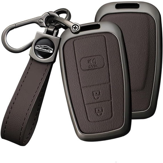 Key Fob Cover Compatible with Toyota 4Runner RAV4 Camry Prius Prado Keychain Case Holder Protector,A Keychain Brown