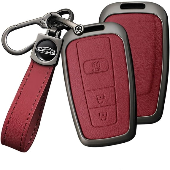 Key Fob Cover Compatible with Toyota 4Runner RAV4 Camry Prius Prado Keychain Case Holder Protector,A Keychain Red