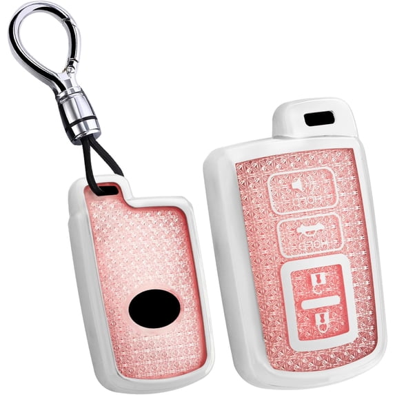 Key Fob Cover Compatible with Toyota Avalon Camry Corolla Highlander RAV4 2018-2024 4 Button Keychain Case Holder Protector,bullet keychian-Pink