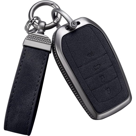 Key Fob Cover Compatible with Toyota Avalon Camry Corolla RAV4 Sequoia Highlander 2018-2024 4 Button Keychain Case Holder Protector,1,model2-Black