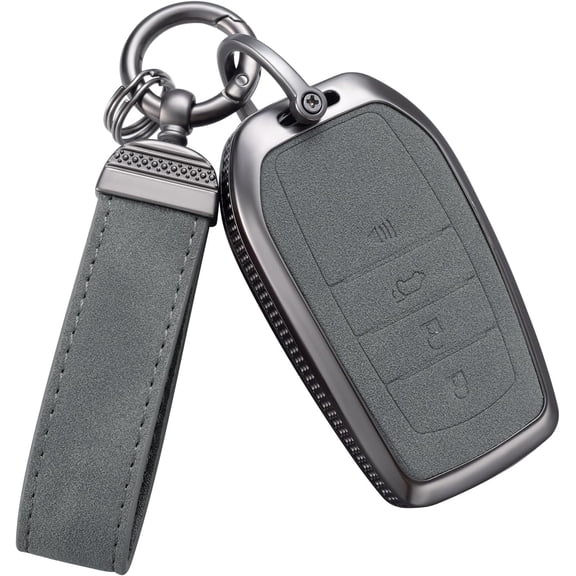 Key Fob Cover Compatible with Toyota Avalon Camry Corolla RAV4 Sequoia Highlander 2015-2024 4 Button Keychain Case Holder Protector,1,model2-Grey