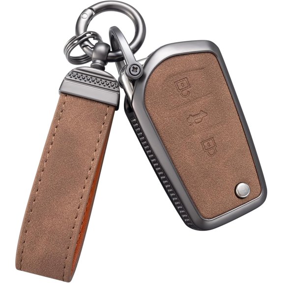 Key Fob Cover Compatible with Toyota Avalon Camry Corolla RAV4 Sequoia Highlander 2015-2024 4 Button Keychain Case Holder Protector,1,model3-Brown