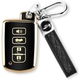 thumbnail image 1 of Key Fob Cover Compatible with Toyota Avalon Camry Corolla RAV4 Sequoia Highlander Tacoma Tundra 4Runner 4 Button Keychain Case Holder Protector,black, 1 of 8