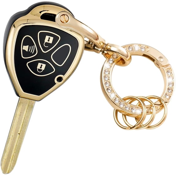 Key Fob Cover Compatible with Toyota Avalon Camry Corolla Venza 2008-2013 Keychain Case Holder Protector,Black 3buttons