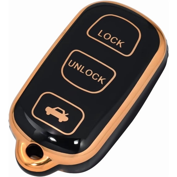Key Fob Cover Compatible with Toyota Camry 2002-2006 4 Button Keychain Case Holder Protector,Gold Black