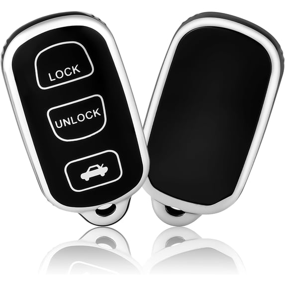 Key Fob Cover Compatible with Toyota Camry 2002-2006 4 Button Keychain Case Holder Protector,Silver Black