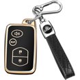 thumbnail image 1 of Key Fob Cover Compatible with Toyota Camry Avalon Corolla Highlander Prius RAV4 Venza Keychain Case Holder Protector,Gold-black, 1 of 6
