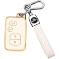 thumbnail image 1 of Key Fob Cover Compatible with Toyota Camry Avalon Corolla Highlander Prius RAV4 Venza Keychain Case Holder Protector,Gold-white, 1 of 6