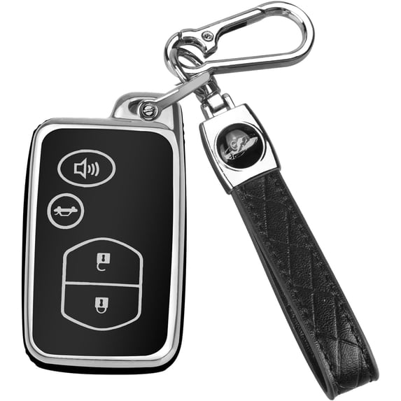 Key Fob Cover Compatible with Toyota Camry Avalon Corolla Highlander Prius RAV4 Venza Keychain Case Holder Protector,Silver-Black