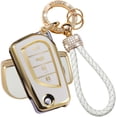 thumbnail image 1 of Key Fob Cover Compatible with Toyota Camry Corolla 2018-2026 4 Button Keychain Case Holder Protector,Gold White, 1 of 6