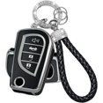 thumbnail image 1 of Key Fob Cover Compatible with Toyota Camry Corolla 2018-2026 4 Button Keychain Case Holder Protector,Silver Black, 1 of 6