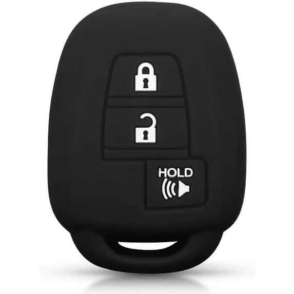 Key Fob Cover Compatible with Toyota Camry Corolla RAV4 Prius C Highlander 2012-2020 4 Button Keychain Case Holder Protector,Black 3 Buttons