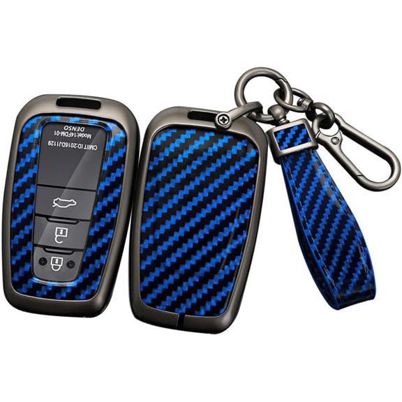 Key Fob Cover Compatible with Toyota Camry RAV4 Avalon C-HR Prius Corolla Highlander GT86 2018-2021 4 Button Keychain Case Holder Protector,1,Blue