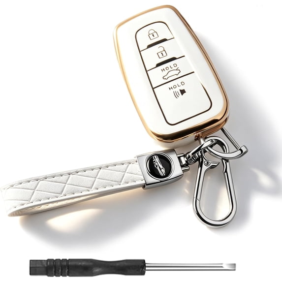 Key Fob Cover Compatible with Toyota Camry RAV4 Corolla Highlander Avalon Prius C-HR 86/GT86 2018-2025 Keychain Case Holder Protector,White