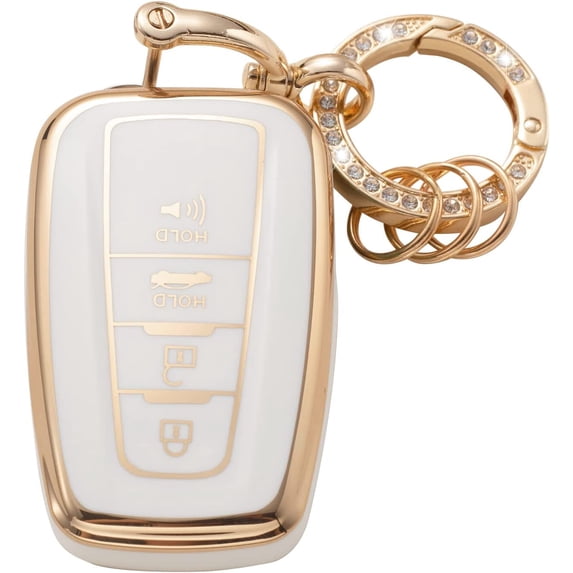 Key Fob Cover Compatible with Toyota Camry RAV4 Highlander Avalon C-HR Prius Corolla GT86 2018-2026 Keychain Case Holder Protector,White