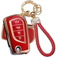 thumbnail image 1 of Key Fob Cover Compatible with Toyota Camry SE/LE 2018-2024 Corolla LE 2020-2026 4 Button Keychain Case Holder Protector,Gold Red, 1 of 6