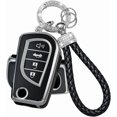 thumbnail image 1 of Key Fob Cover Compatible with Toyota Camry SE/LE 2018-2024 Corolla LE 2020-2026 4 Button Keychain Case Holder Protector,Silver Black, 1 of 6