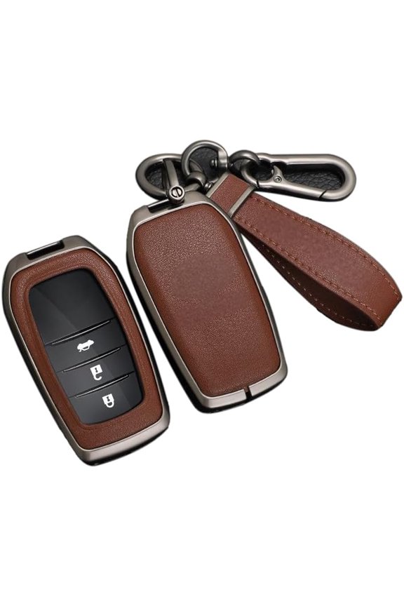 Key Fob Cover Compatible with Toyota Camry Venza 2021-2026 Keychain Case Holder Protector,Brown,Come with Keychain