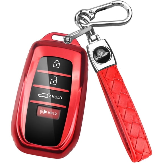 Key Fob Cover Compatible with Toyota Camry Venza Sienna Land Cruiser Highlander Tundra Corolla Prius 2021-2025 Keychain Case Holder Protector,A-Red