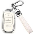 thumbnail image 1 of Key Fob Cover Compatible with Toyota Camry Venza Sienna Land Cruiser Highlander Tundra Corolla Prius 2021-2025 Keychain Case Holder Protector,B-White, 1 of 6