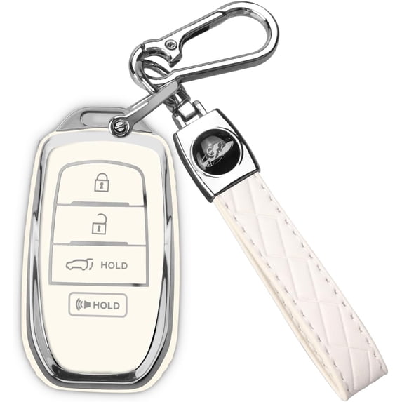 Key Fob Cover Compatible with Toyota Camry Venza Sienna Land Cruiser Highlander Tundra Corolla Prius 2021-2025 Keychain Case Holder Protector,B-White