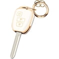 thumbnail image 1 of Key Fob Cover Compatible with Toyota Corolla Cross 4Runner Tundra Tacoma 2016-2024 3 Button Keychain Case Holder Protector,Gold Trim-White, 1 of 6