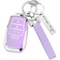 thumbnail image 1 of Key Fob Cover Compatible with Toyota Grand Highlander Camry Corolla Tundra RAV4 2019-2024 4 Button Keychain Case Holder Protector,A:purple, 1 of 6