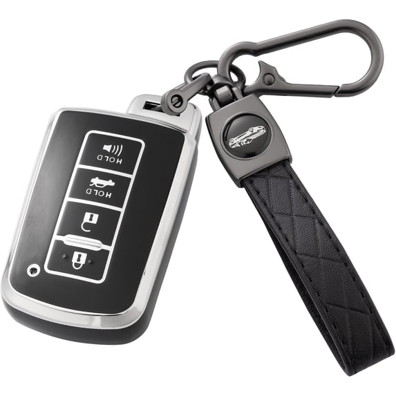 Key Fob Cover Compatible with Toyota Highlander Avalon Camry Corolla RAV4 2012-2019 4 Button Keychain Case Holder Protector,Black