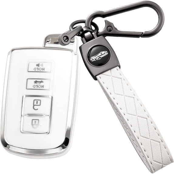 Key Fob Cover Compatible with Toyota Highlander Avalon Camry Corolla RAV4 2012-2019 4 Button Keychain Case Holder Protector,White
