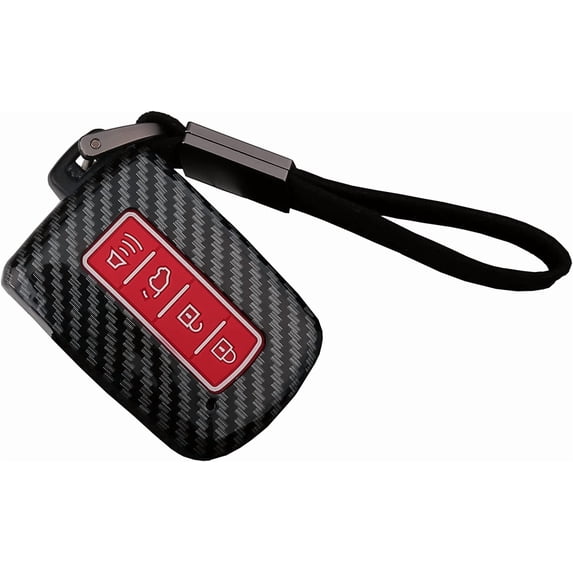 Key Fob Cover Compatible with Toyota Highlander Avalon Camry Corolla RAV4 2017-2024 4 Button Keychain Case Holder Protector,Red