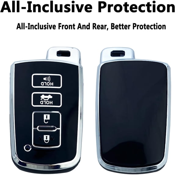 Key Fob Cover Compatible with Toyota Highlander Camry RAV4 Corolla Tocoma Tundra 4Runner Sequoia Keychain Case Holder Protector,Black-Single Set