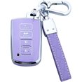 thumbnail image 1 of Key Fob Cover Compatible with Toyota Highlander Camry RAV4 Corolla Tocoma Tundra 4Runner Sequoia Keychain Case Holder Protector,Purple, 1 of 7