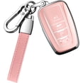 thumbnail image 1 of Key Fob Cover Compatible with Toyota Highlander RAV4 Camry Corolla Avalon C-HR 2017-2025 4 Button Keychain Case Holder Protector,Chalk Pink, 1 of 5