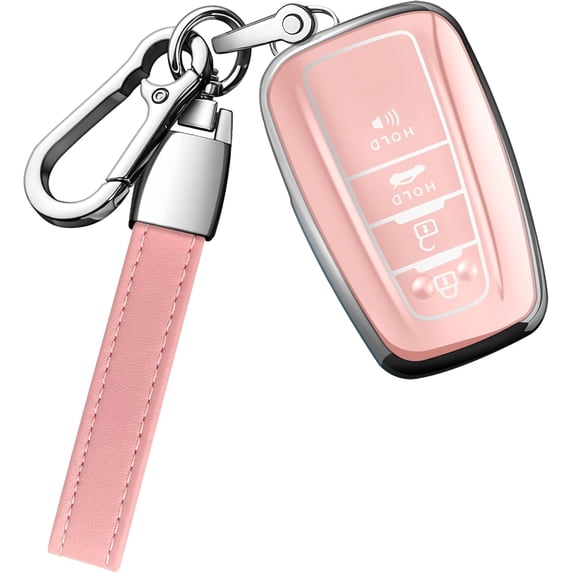 Key Fob Cover Compatible with Toyota Highlander RAV4 Camry Corolla Avalon C-HR 2017-2025 4 Button Keychain Case Holder Protector,Chalk Pink