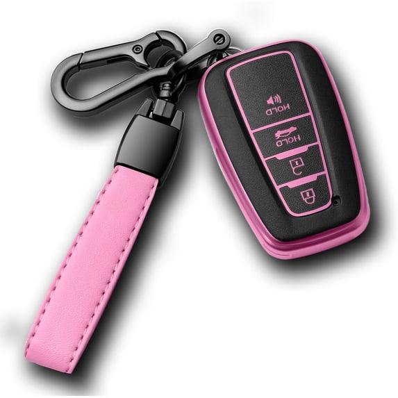 Key Fob Cover Compatible with Toyota Highlander RAV4 Camry Corolla Avalon C-HR 2017-2025 4 Button Keychain Case Holder Protector,Pink