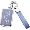 thumbnail image 1 of Key Fob Cover Compatible with Toyota Highlander Avalon Camry Corolla RAV4 2012-2019 4 Button Keychain Case Holder Protector,Blue, 1 of 7