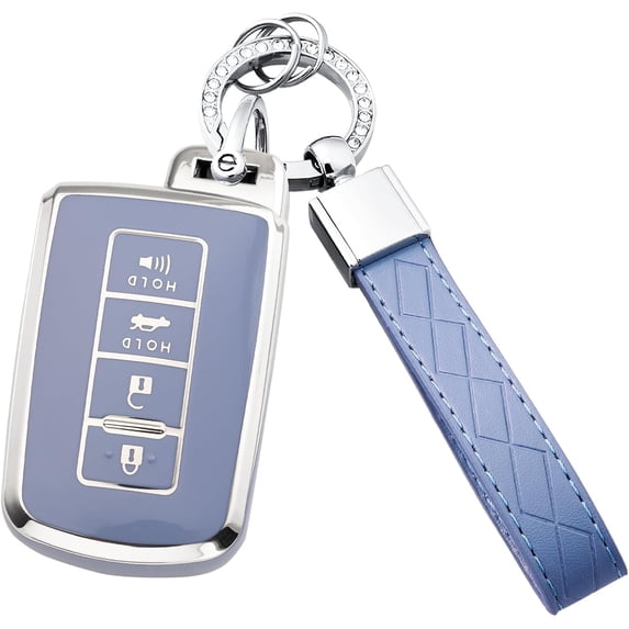 Key Fob Cover Compatible with Toyota Highlander Avalon Camry Corolla RAV4 2012-2019 4 Button Keychain Case Holder Protector,Blue