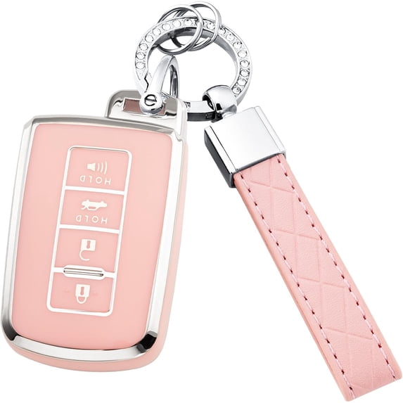 Key Fob Cover Compatible with Toyota Highlander Avalon Camry Corolla RAV4 2012-2019 4 Button Keychain Case Holder Protector,Pink