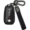 thumbnail image 1 of Key Fob Cover Compatible with Toyota Land Cruiser Venza RAV4 Prime Sienna Fortuner Mirai 2018-2022 4 Button Keychain Case Holder Protector,Black, 1 of 7