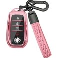thumbnail image 1 of Key Fob Cover Compatible with Toyota Land Cruiser Venza RAV4 Prime Sienna Fortuner Mirai 2018-2022 4 Button Keychain Case Holder Protector,Pink, 1 of 7